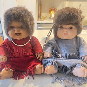 Adorable Set of Two Handmade Native American/Indian Baby Dolls